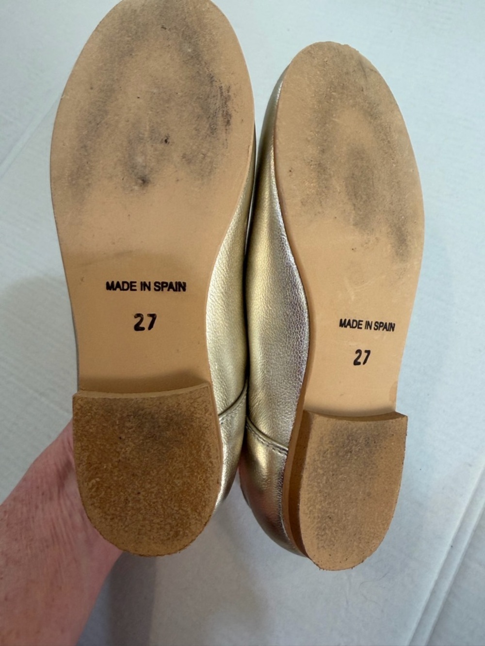 La Coqueta Gold Scalloped Mary Jane Shoes Girls EU 27 US 10 Soft Nappa Leather - Picture 12 of 13